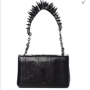 CHRISTIAN LOUBOUTIN Snakeskin Artemis Spike Strap Black. Sold!